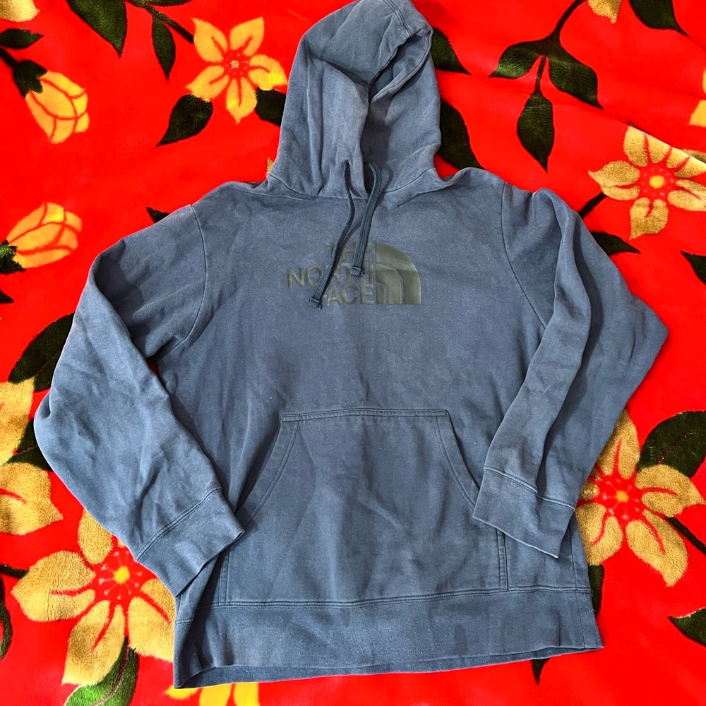 Large men’s navy blue north face hoodie